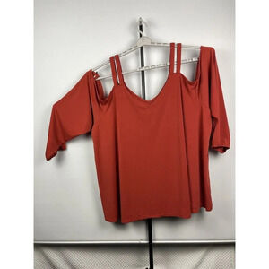 TORRID Women's Orange Spice V-Neck Cold Shoulder Balloon Sleeve Blouse Size 6X